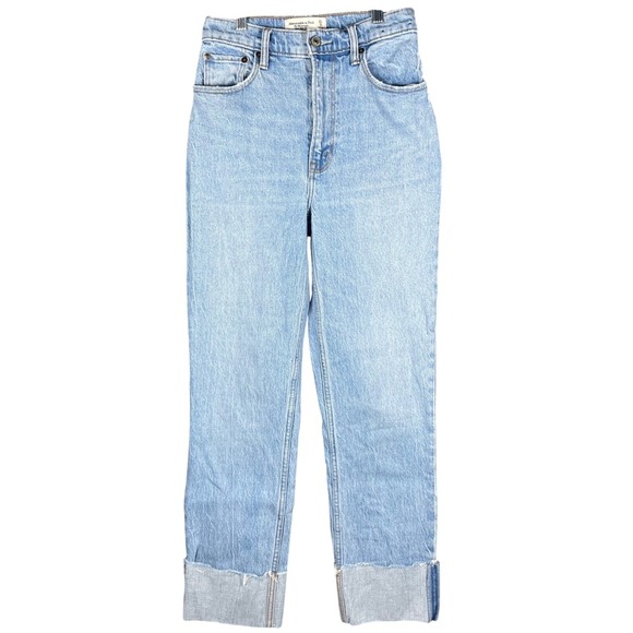 Abercrombie & Fitch The 90s Straight Selvage Jeans Women 25 0R Light Wash Curve